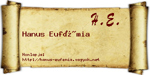 Hanus Eufémia névjegykártya